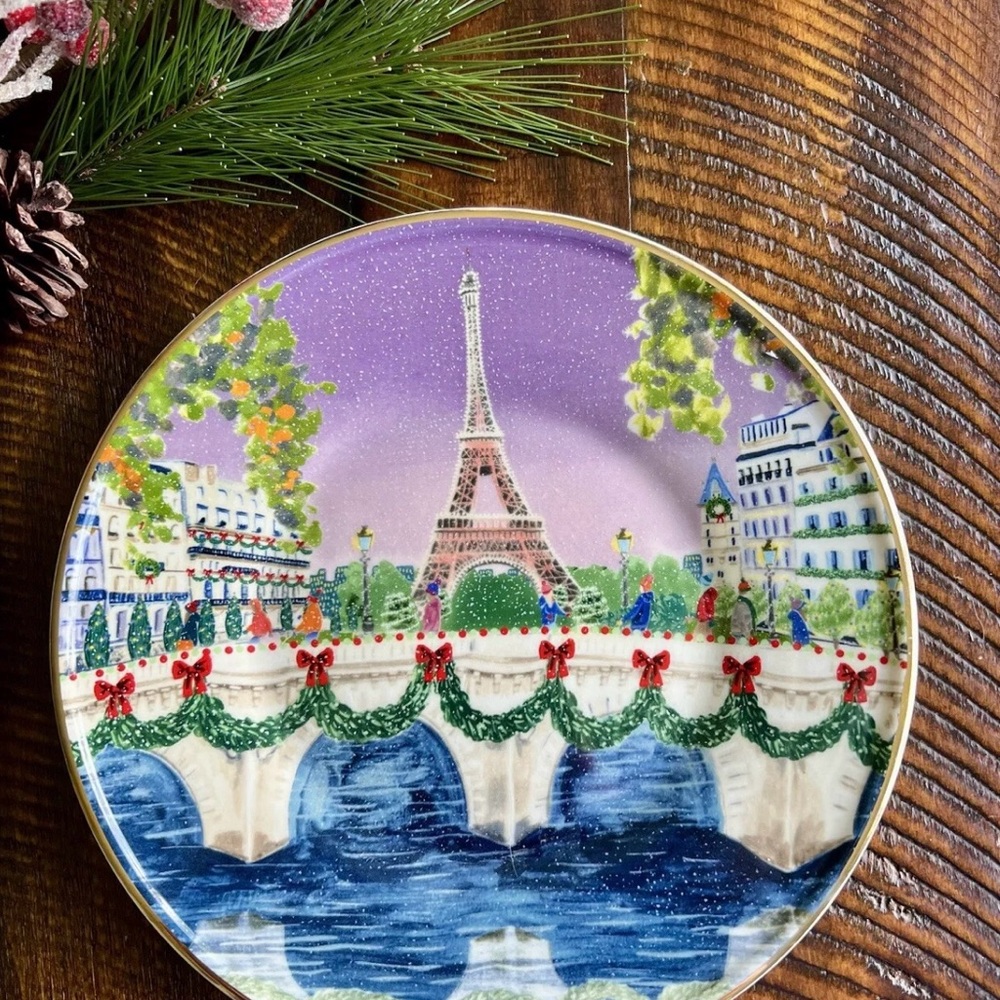 Anthropologie holiday in the city Paris plate new 2024